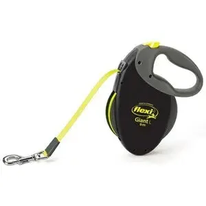 Flexi Giant Tape Black Handle Dog Lead - Neon Tape - 8 m - Various Sizes
