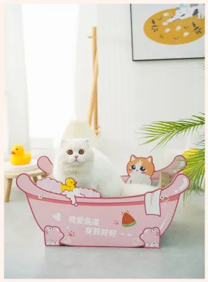 Pink Bubble Bath Tub Cat Scratching Board